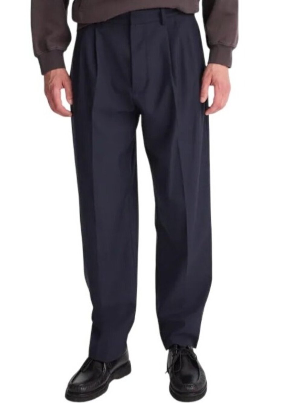 Madewell Mens Double Pleated Trousers in Wool Blend~Size 32~Darkest Navy L17 17